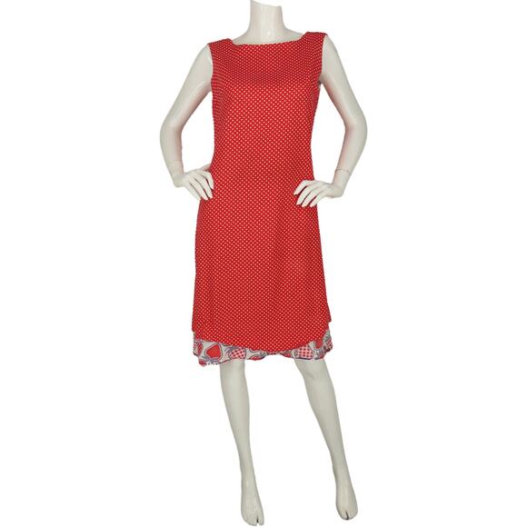 70s Vintage Reversible Polka Dot Strawberry All Over Print Dress S SMALL - Picture 7 of 16
